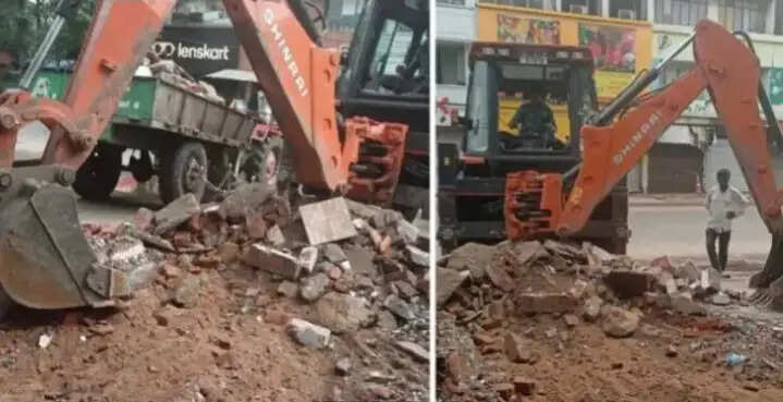 आसनसोल में सरकारी जमीन पर बने टीएमसी कार्यालय पर चला बुलडोजर