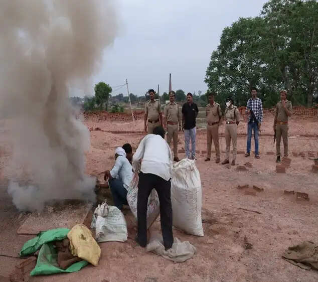 प्रयागराज : ऑपरेशन दहन के तहत पुलिस ने 1.95 करोड़ रुपये का गांजा नष्ट किया