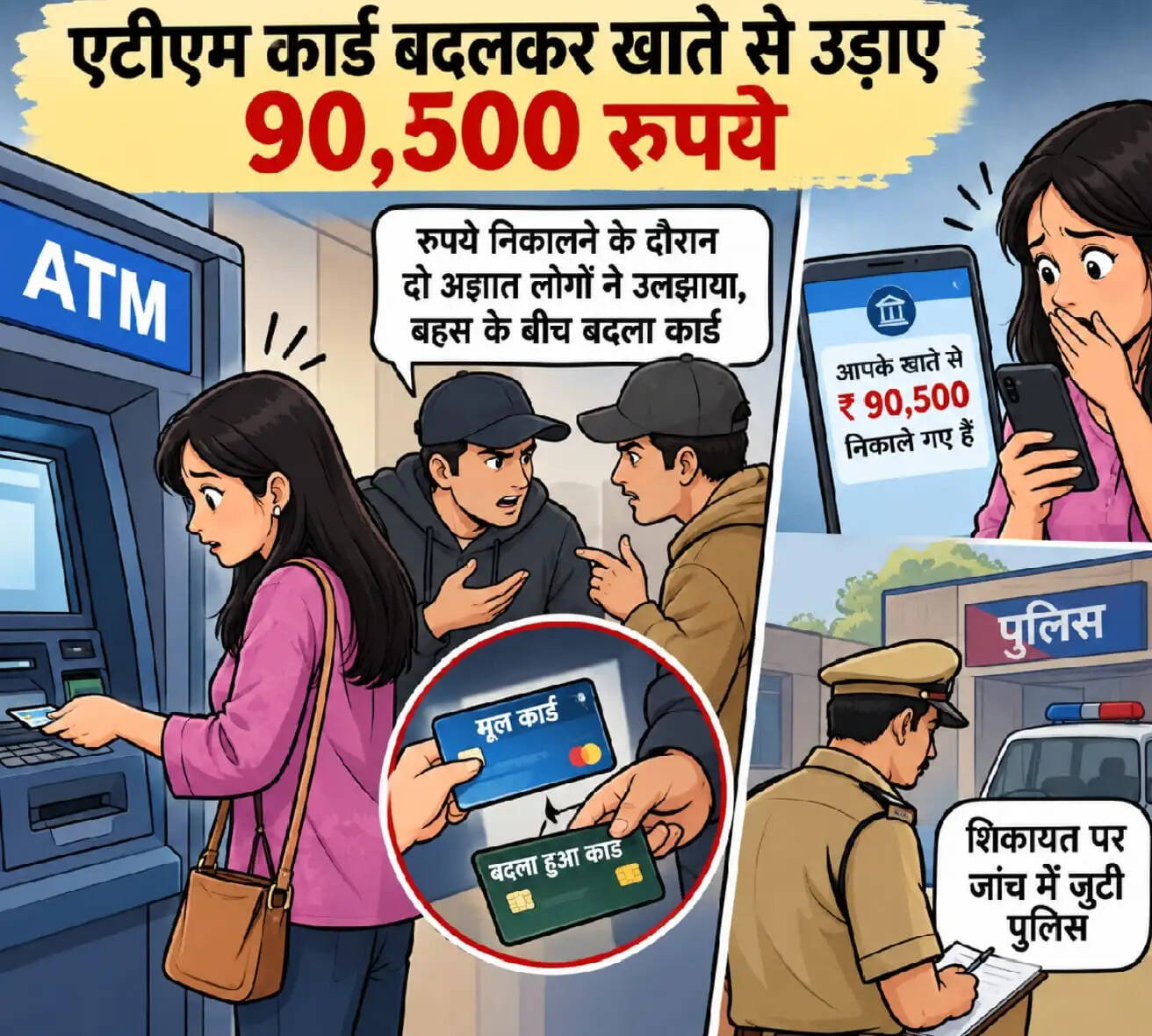 एटीएम में कार्ड बदलकर 90 हजार से ज्यादा की ठगी