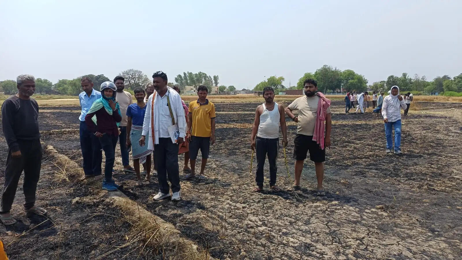 शॉर्ट सर्किट से गेहूं की फसल जली, ढाई बीघा नुकसान