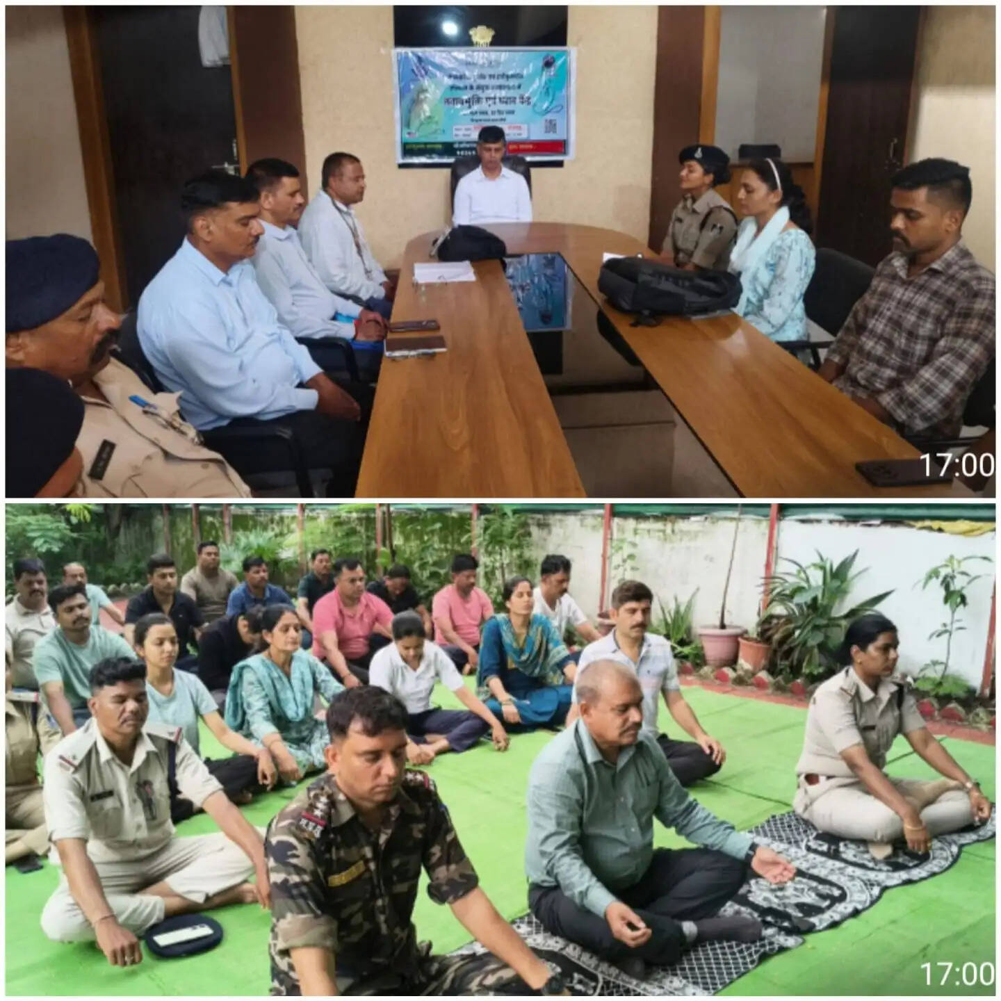राजगढ़ः योग-ध्यान से पुलिसकर्मियों ने घटाया तनाव, थाना परिसरों में चलाया स्वच्छता अभियान