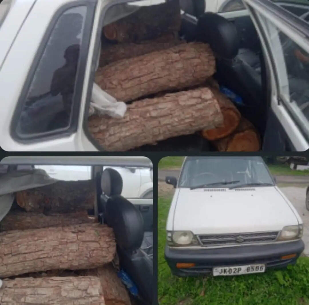 हीरानगर में खैर की लकड़ी से भरी कार जब्त, 11 लट्ठे बरामद