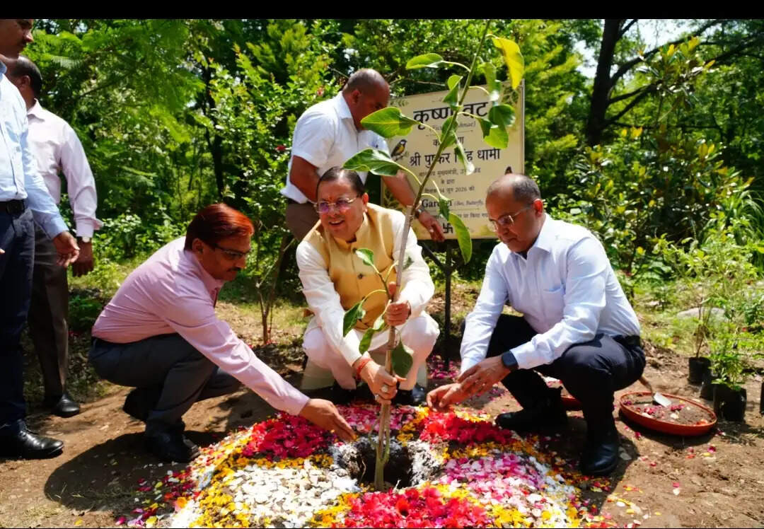 मुख्यमंत्री आवास में बनेगा 3-बी गार्डन, कृष्णा वट का पौधा लगाकर धामी ने किया शुभारंभ