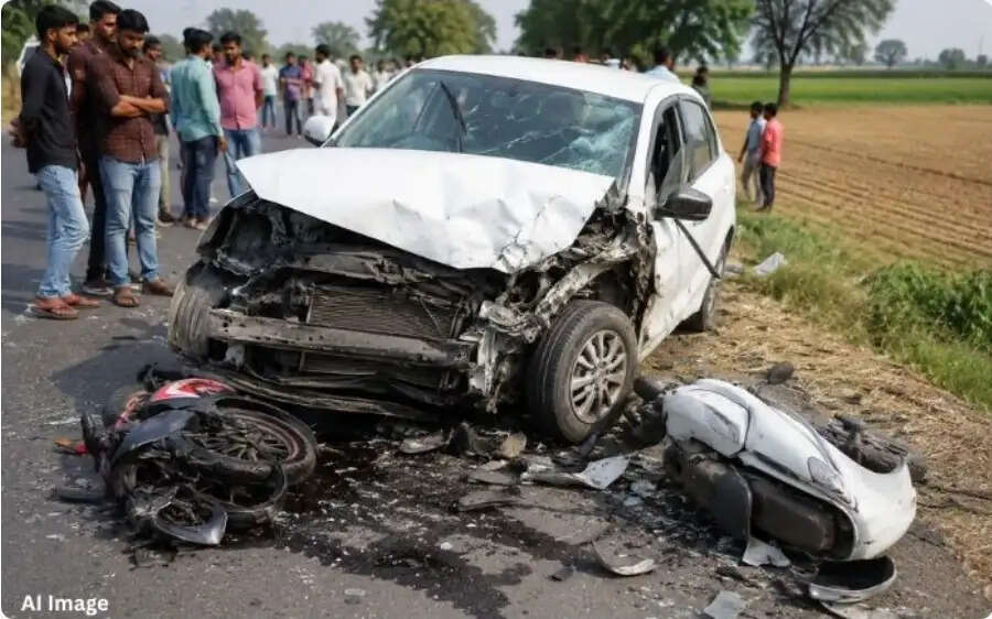 महेसाणा में भीषण सड़क हादसा, तेज रफ्तार कार ने बाइक और मोपेड को मारी टक्कर, दो की मौत, आठ घायल