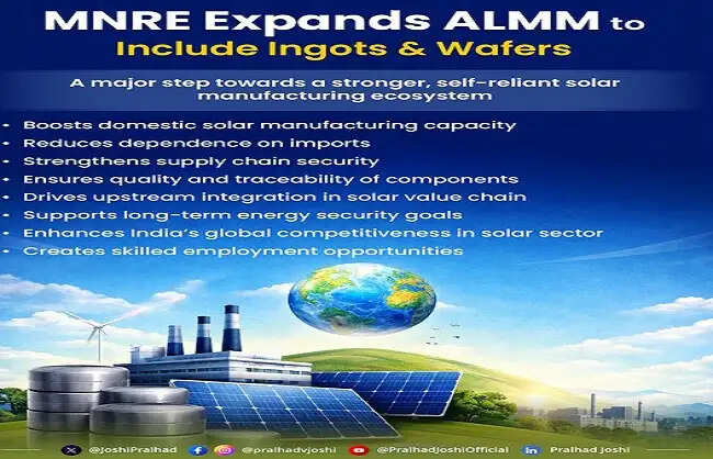 घरेलू सौर विनिर्माण को मजबूत करने के लिए एएलएमएम ढांचे का विस्तार : जोशी