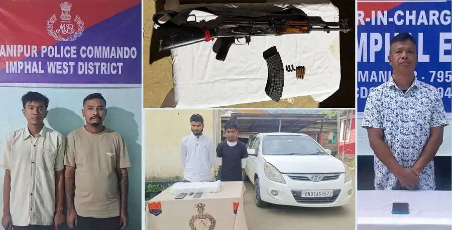 मणिपुरः सुरक्षा बलों ने तीन उग्रवादी कैडरों एवं दो तस्करों को गिरफ्तार किया, हथियार और संदिग्ध याबा टैबलेट बरामद