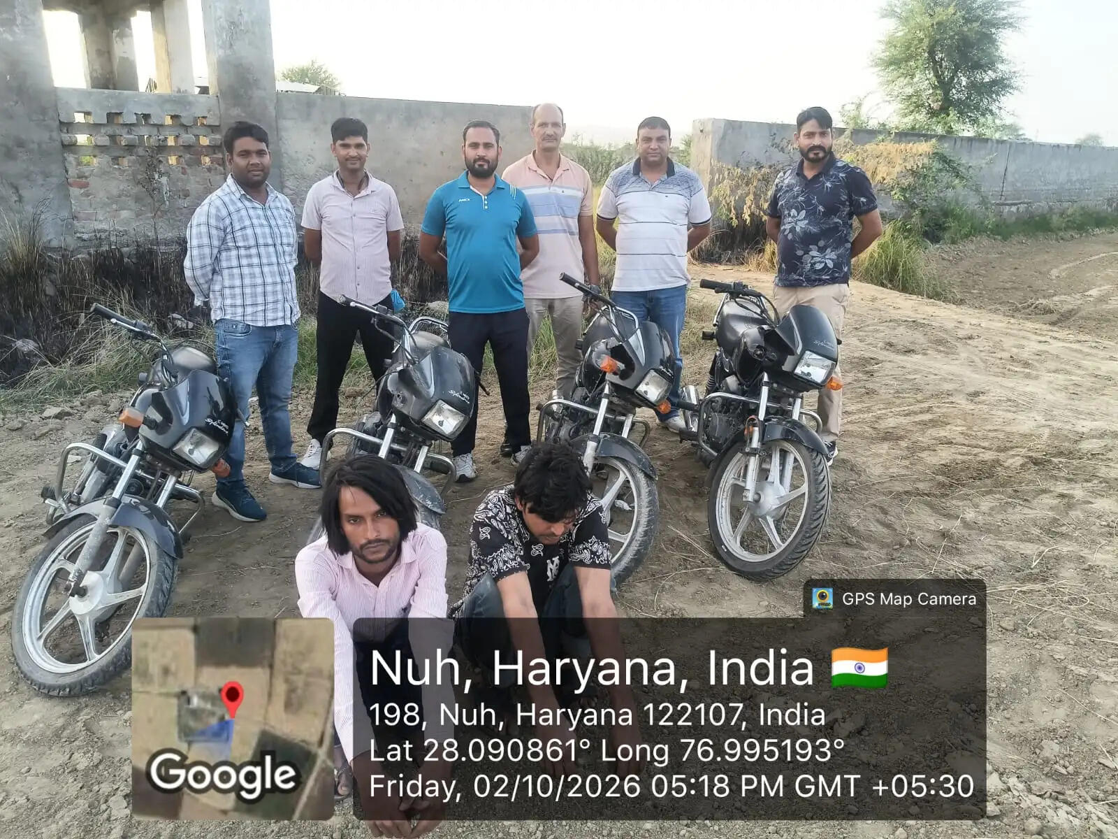 नूंह: बाइक चोरी गैंग के दो आरोपी गिरफ्तार, चार मोटरसाइकिलें बरामद