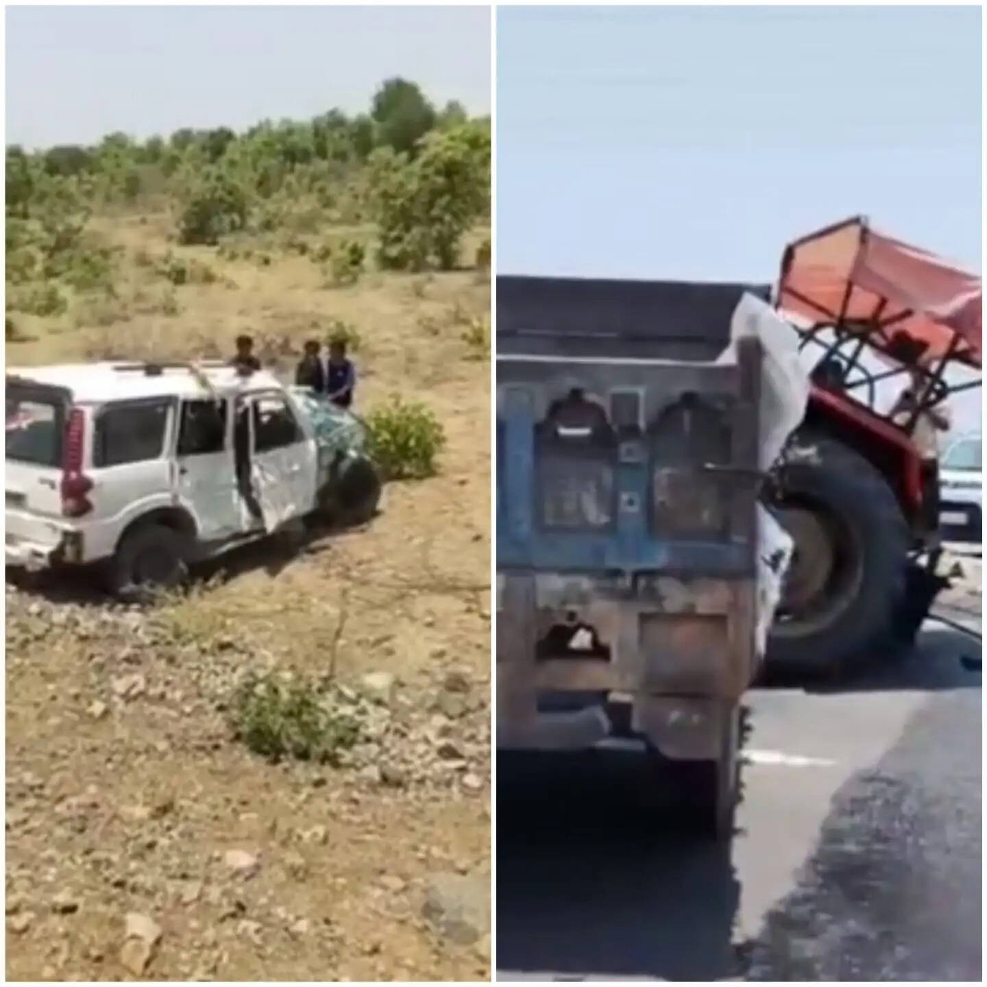 तेज रफ्तार स्कॉर्पियो का कहर, बाइक और ट्रैक्टर को मारी टक्कर; आठ लोग घायल