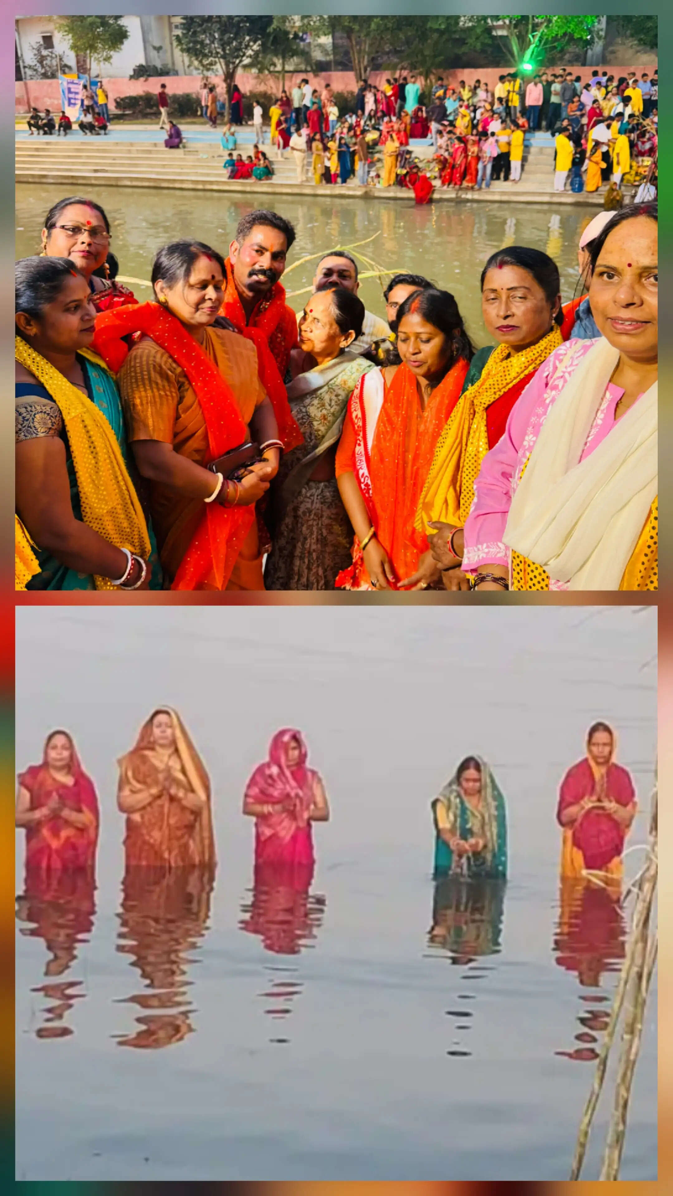 छठ व्रतियों ने अस्ताचलगामी भगवान सूर्य को दिया पहला अर्घ्य