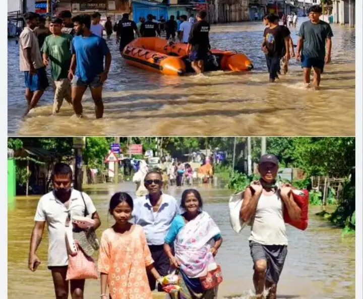 बाढ़ः कमर भर पानी में अंतिम संस्कार, कीचड़ में जिंदगी तलाश रहे शिवसागर-चराईदेव के लोग
