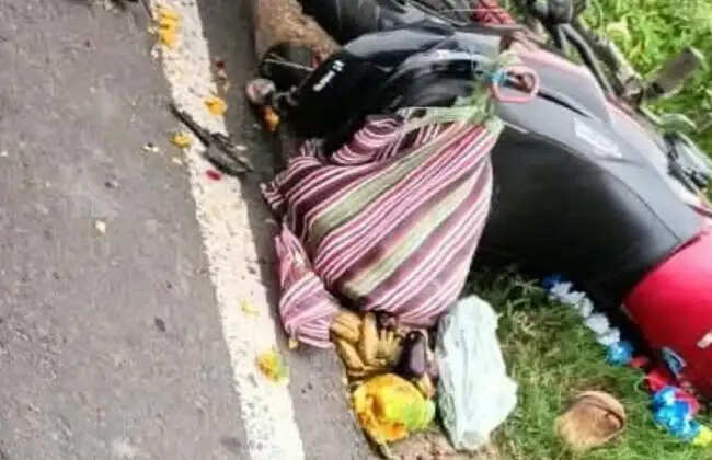 सड़क हादसे में बाइक चालक की मौत