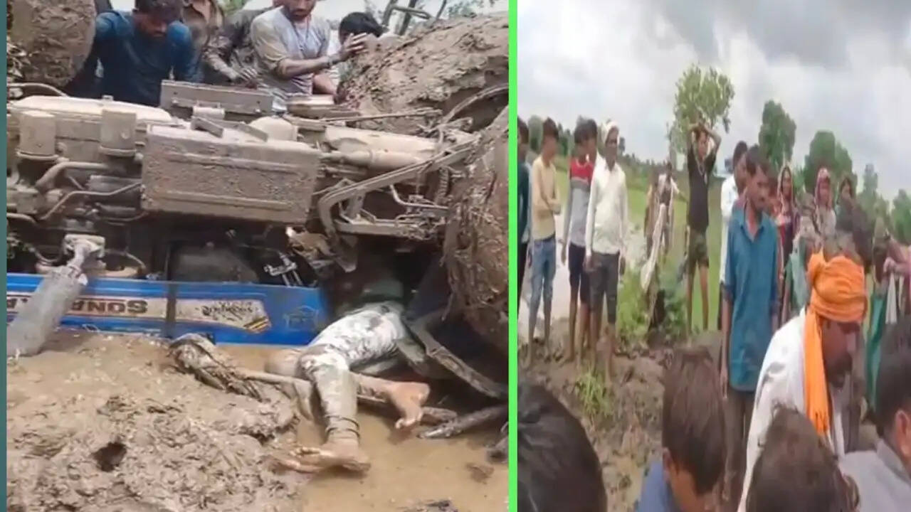 धान की रोपाई के दौरान खेत में पलटा ट्रैक्टर, चालक को ग्रामीणों ने सुरक्षित निकाला