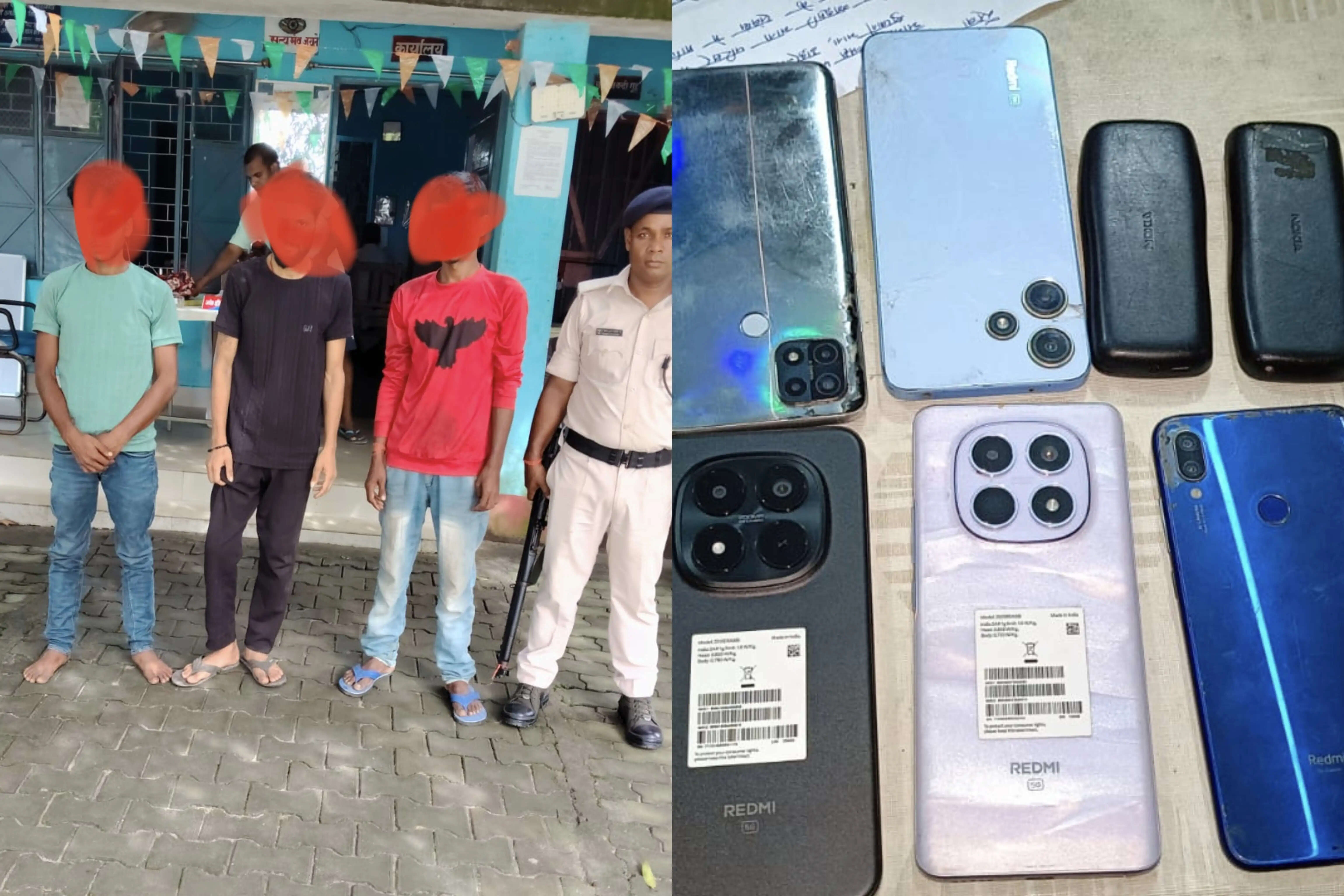 चोरी के तीन मोबाइल के साथ तीन आरोपित गिरफ्तार