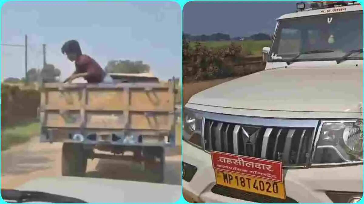 शहडोल: रेत से भरी ट्रैक्टर-ट्रॉली को रोकने पर नायब तहसीलदार की गाड़ी को मारी टक्कर