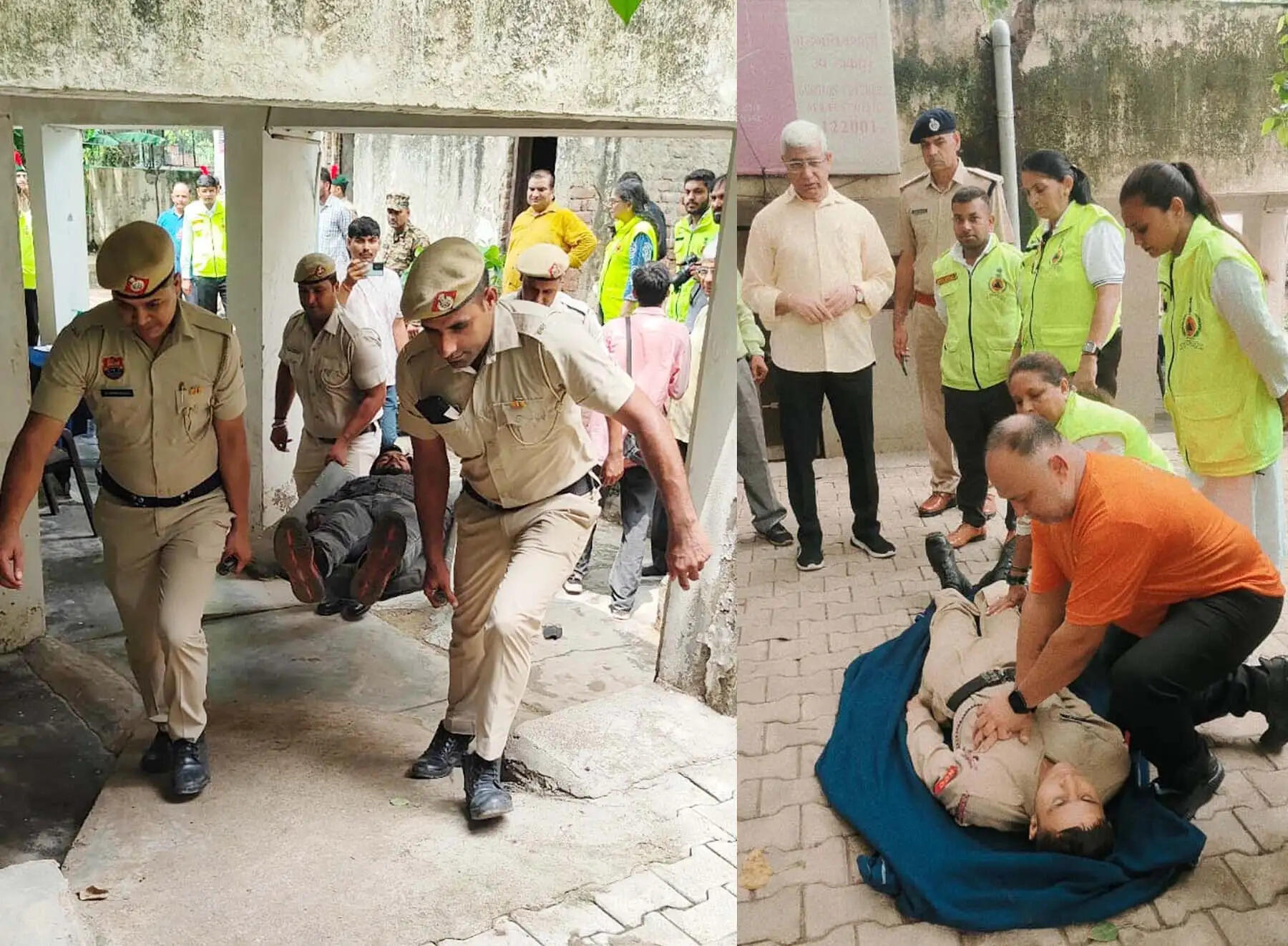 गुरुग्राम के सिविल डिफेंस कार्यालय एवं जिला परिषद परिसर में इमरजेंसी से निपटने को मॉक ड्रिल