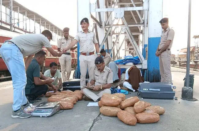 एनजेपी स्टेशन पर गांजा तस्करी की कोशिश नाकाम, 35 किलो गांजा के साथ दो गिरफ्तार