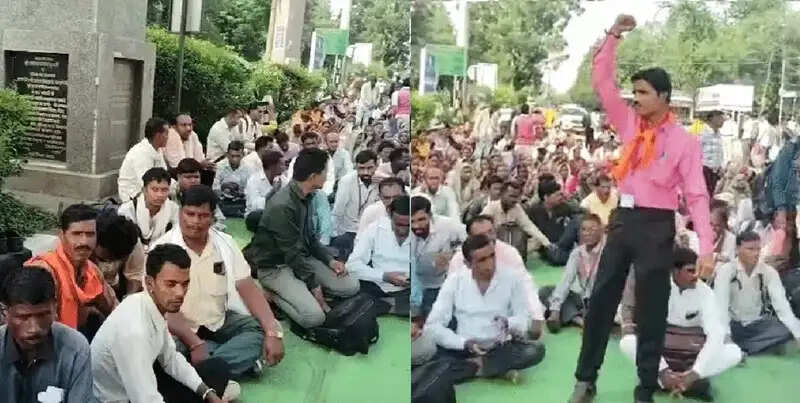 भोपाल: न्यूनतम वेतन की मांग को लेकर अस्थायी श्रमिकों का धरना, भाजपा कार्यालय के बाहर की नारेबाजी