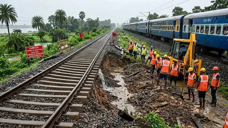 फरक्का रेलखंड पर 48 घंटे बाद भी नहीं सुधरे हालात, नरम मिट्टी बनी मरम्मत में बाधा