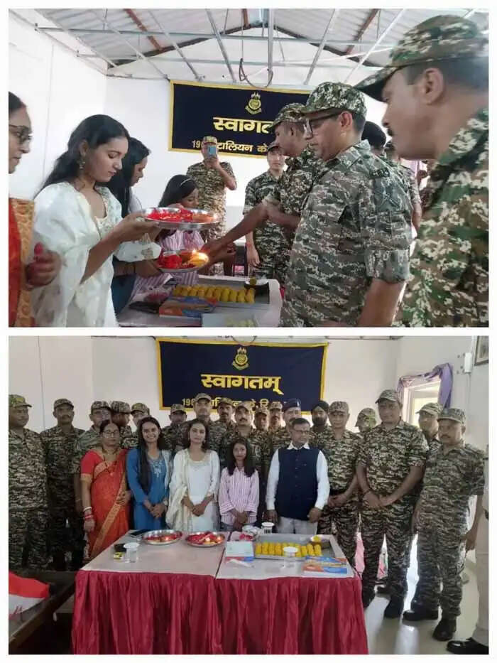 सीआरपीएफ 153वीं व 196वीं बटालियन में अंदरूनी क्षेत्रों एवं शहर की बहनों ने जवानों को बांधी राखी