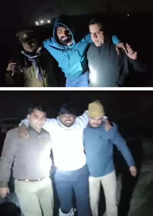 हत्याराेपित 25-25 हजार रुपये के दाे इनामी बदमाश पुलिस मुठभेड़ के दौरान गिरफ्तार