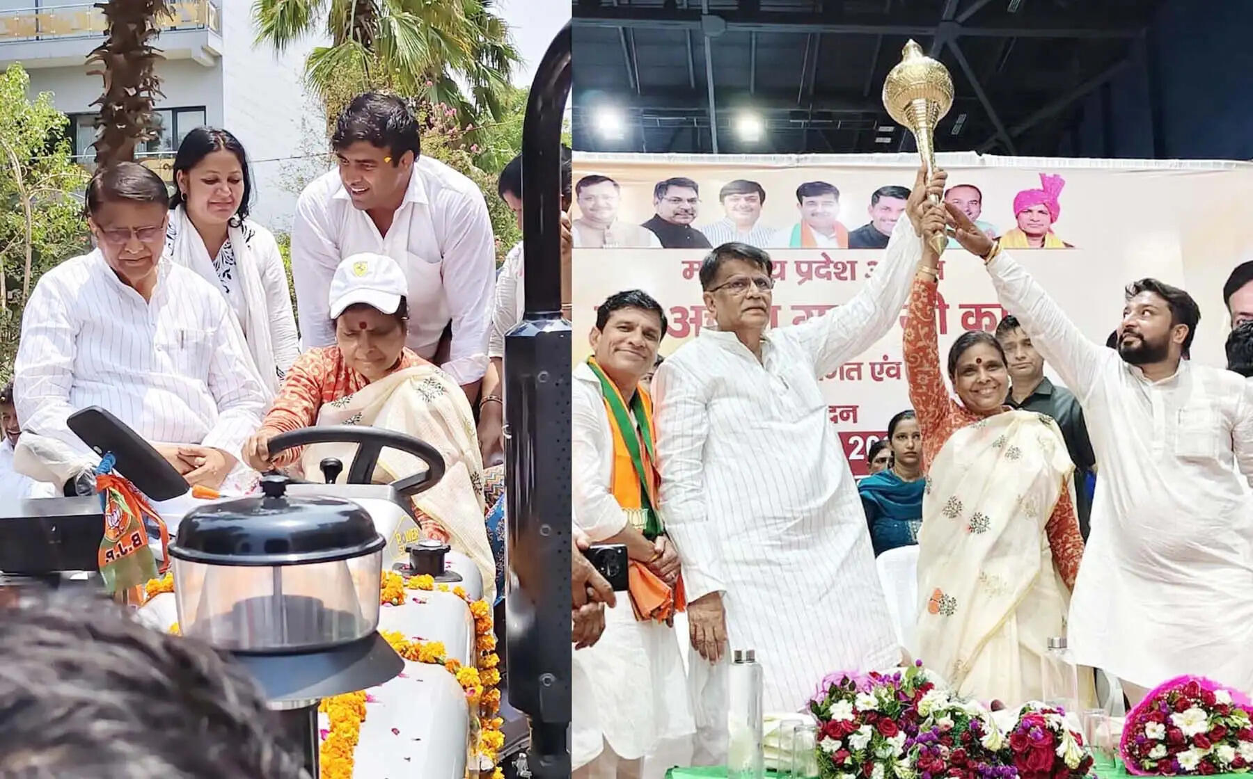 झज्जर: ट्रैक्टर पर सवार होकर भाजपा प्रदेश अध्यक्ष ने बढ़ाया किसानों का सम्मान