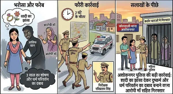शादी का झांसा देकर दुष्कर्म और धर्म परिवर्तन का दबाव, आरोपी मां सहित गिरफ्तार