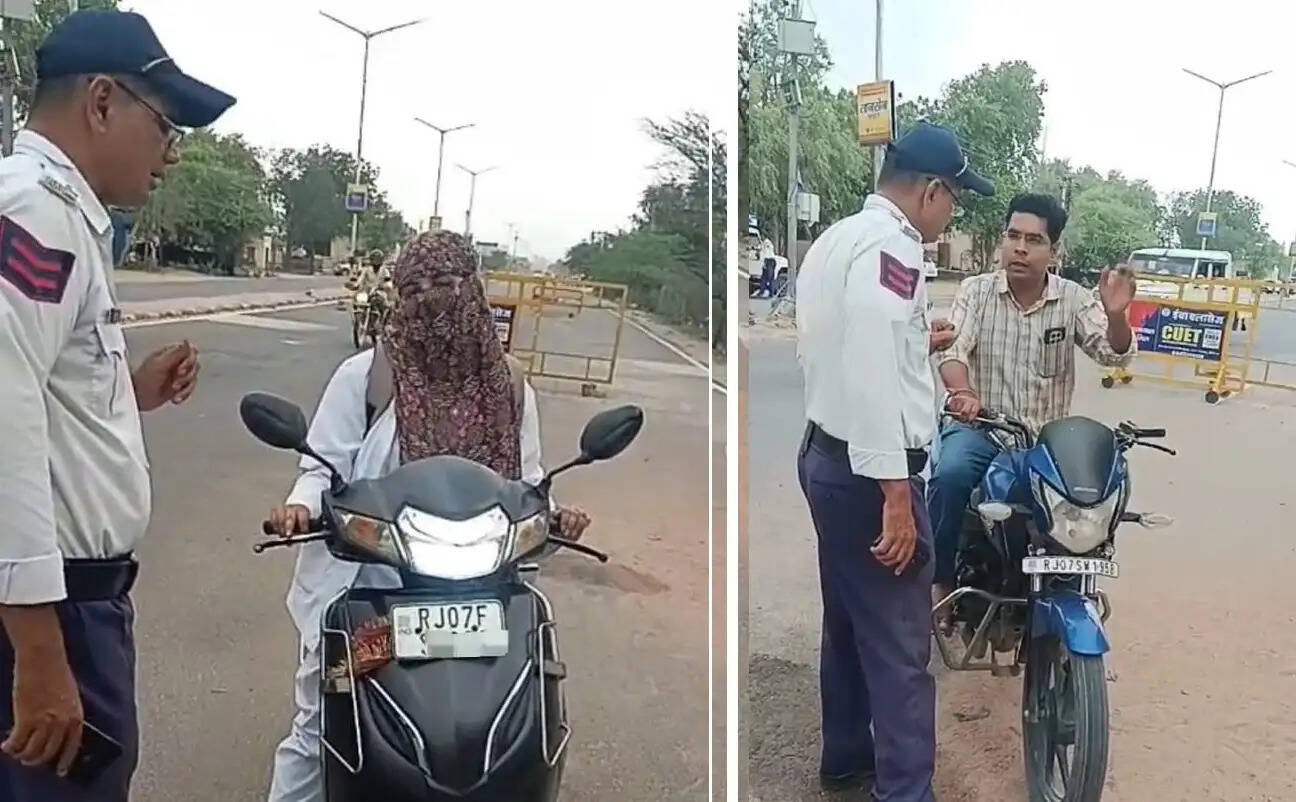 बिना हेलमेट और ओवरस्पीडिंग पर चला पुलिस का डंडा
