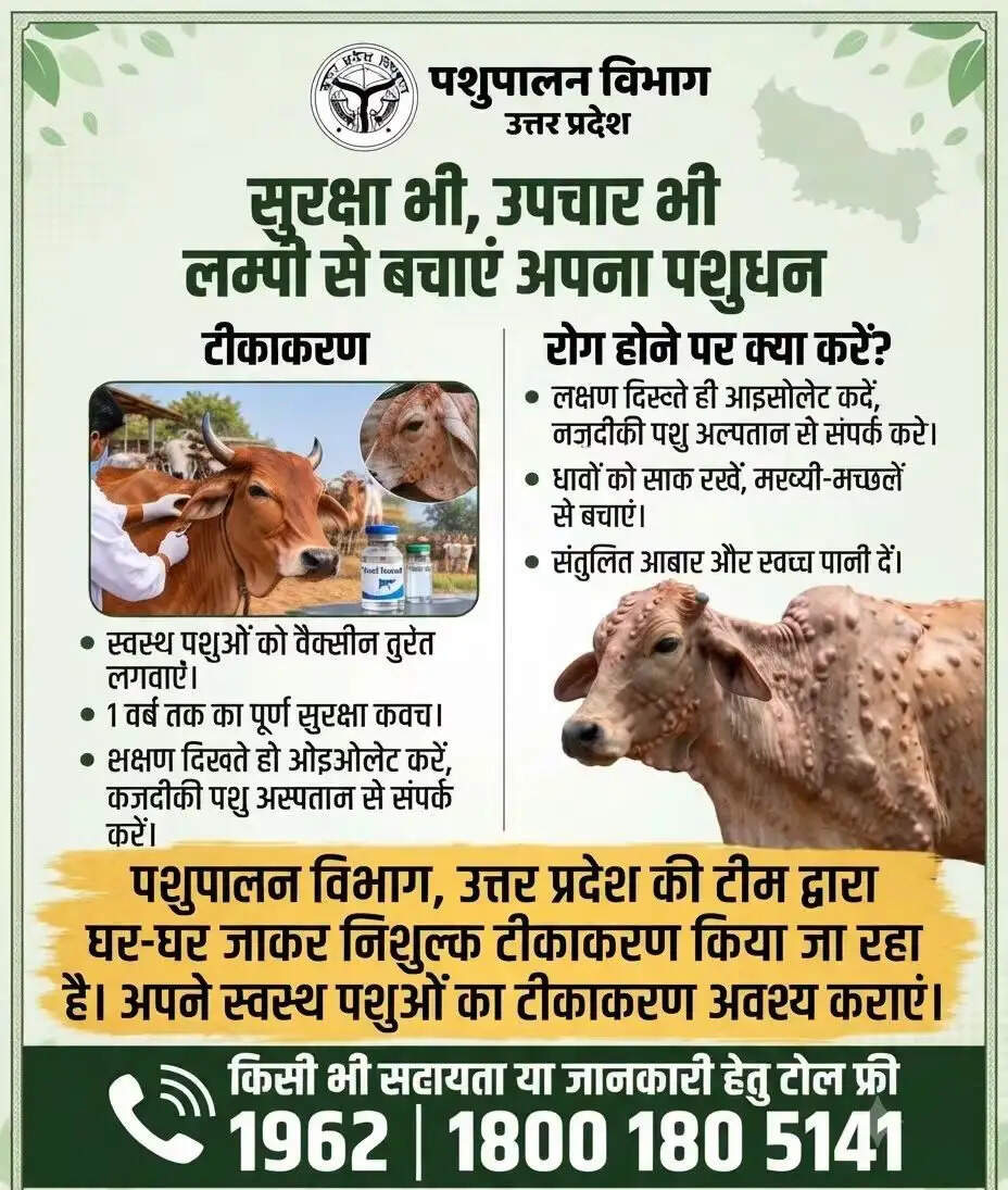 पशुओं में लंपी वायरस की रोकथाम के लिए 25 जनपदों में 606 टीमें कीं तैनात