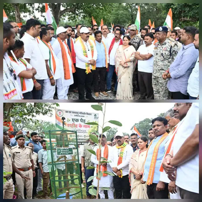 बस्तर तिरंगा यात्रा श्यामगिरी पहुंचकर पूर्व विधायक स्व. भीमा मंडावी सहित 13 बलिदानियाें को दी श्रद्धांजलि