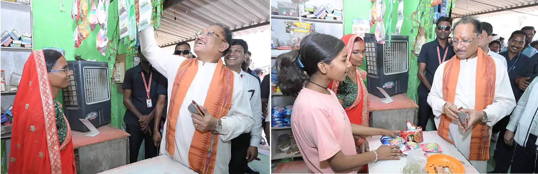 सुशासन तिहार: मुख्यमंत्री &nbsp;साय पहुंचे सुमिला के&nbsp;किराना दुकान , लौंग-इलायची से हुआ स्वागत