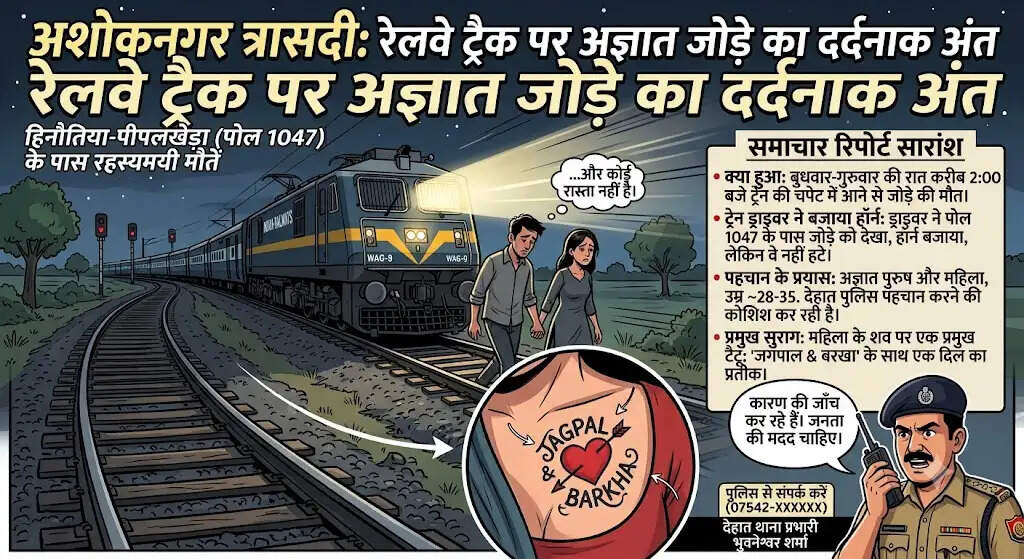 अशोकनगर: बीना-गुना ट्रैक पर रात 2 बजे ट्रेन के आगे कूदकर प्रेमी जोड़े ने की आत्महत्या