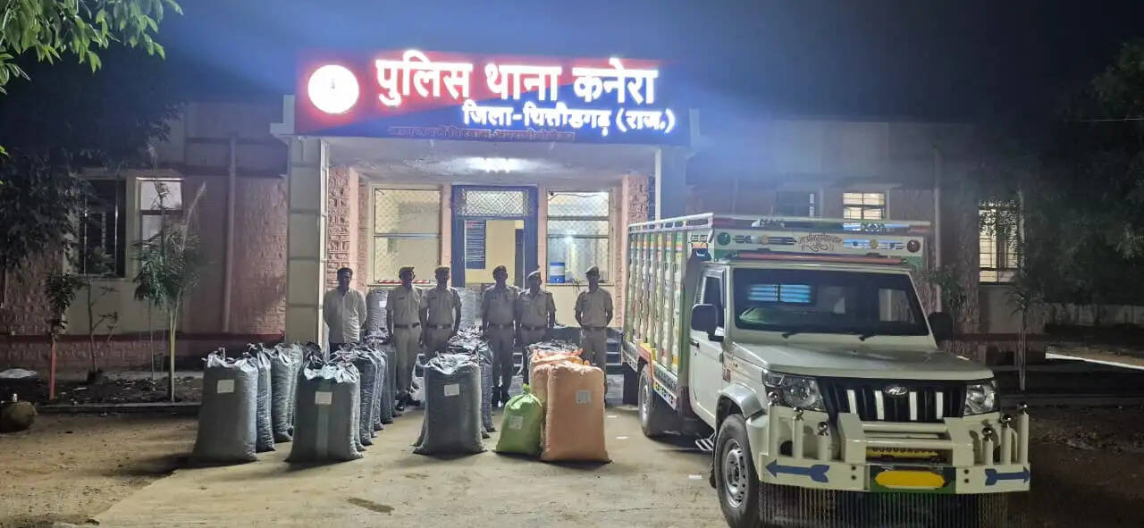 ऑपरेशन त्रिनेत्र में कनेरा पुलिस की कार्रवाई, 12 क्विंटल 73 किलो डोडा चूरा पकड़ा