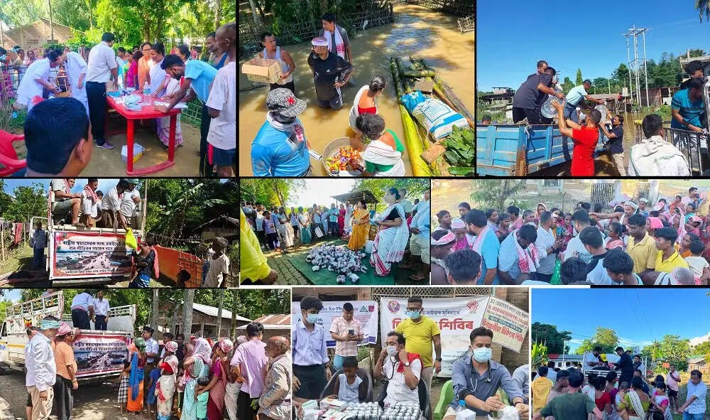 राष्ट्रीय स्वयंसेवक संघ की बाढ़ पीड़ितों के बीच सहायता और बचाव अभियान जारी