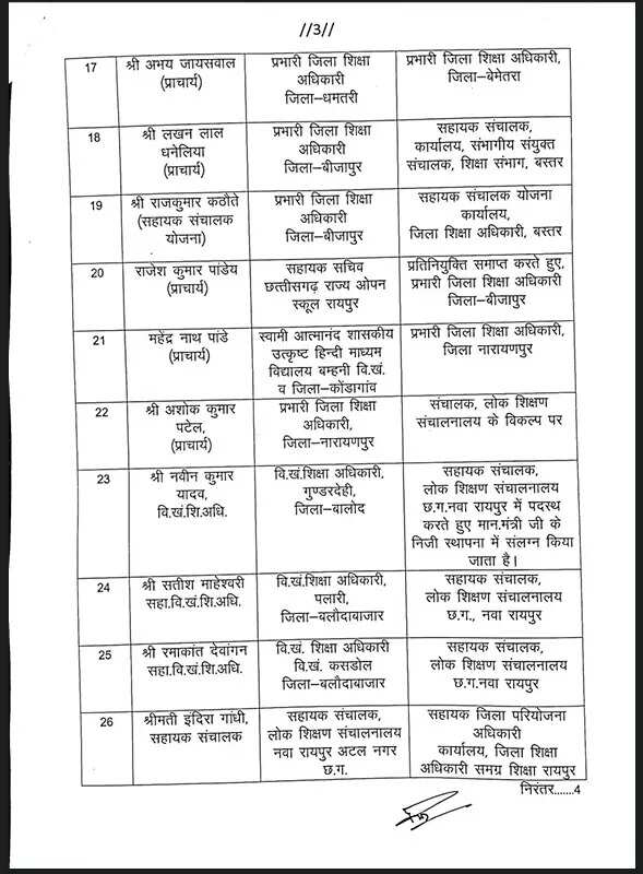 एमजी सतीश बने रायपुर के प्रभारी जिला शिक्षा अधिकारी