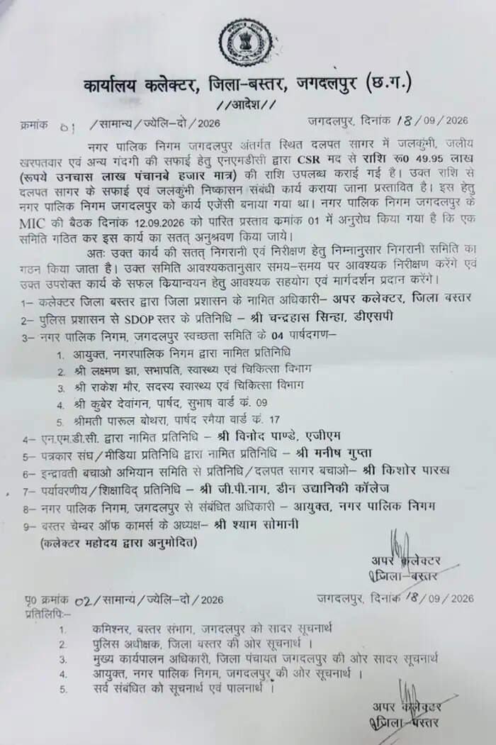 महापौर की पहल पर कलेक्टर ने दलपत सागर को जलकुंभी मुक्त करने समिति गठित की