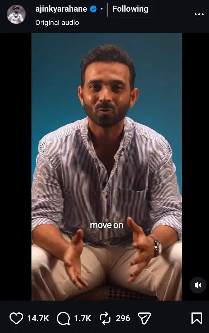अजिंक्य रहाणे ने क्रिकेट के सभी प्रारूपों से लिया संन्यास, भावुक संदेश में कहा- 'हर शुरुआत का एक अंत होता है'