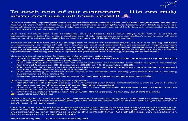 इंडिगो ने शुक्रवार आधी रात तक दिल्ली हवाई अड्डे से सभी उड़ानें रद्द कीं, यात्रियों से मांगी माफी